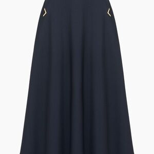 Valentino Garavani Crepe Couture Navy Blue Midi Skirt